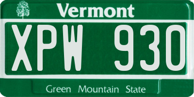 VT license plate XPW930