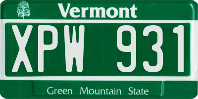 VT license plate XPW931