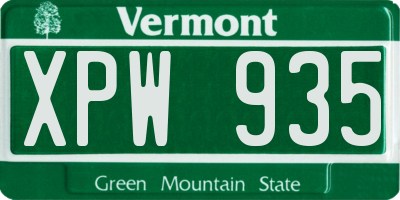 VT license plate XPW935