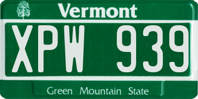VT license plate XPW939
