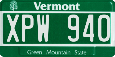 VT license plate XPW940