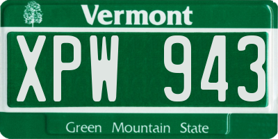 VT license plate XPW943