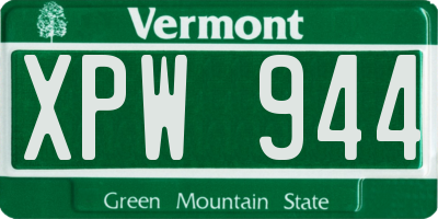 VT license plate XPW944