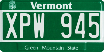 VT license plate XPW945