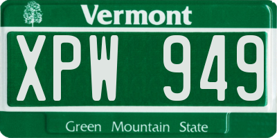 VT license plate XPW949