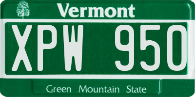VT license plate XPW950