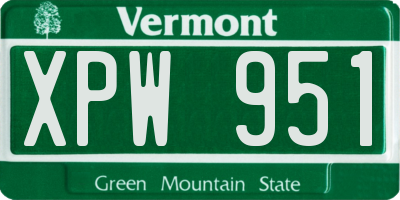 VT license plate XPW951