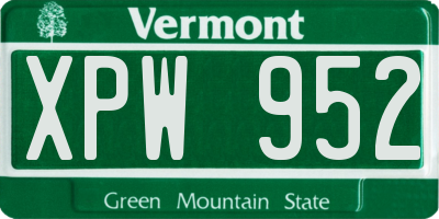 VT license plate XPW952