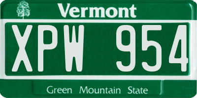 VT license plate XPW954