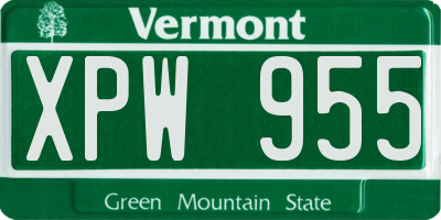 VT license plate XPW955