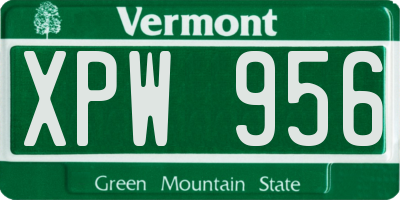 VT license plate XPW956