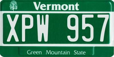 VT license plate XPW957