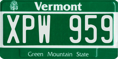 VT license plate XPW959