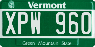 VT license plate XPW960