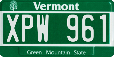 VT license plate XPW961