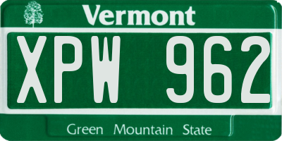 VT license plate XPW962