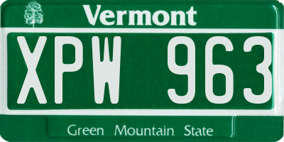VT license plate XPW963
