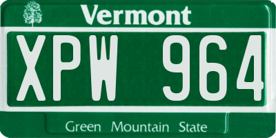 VT license plate XPW964