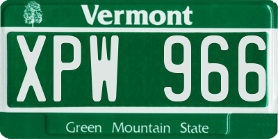 VT license plate XPW966