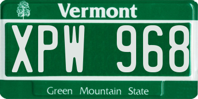 VT license plate XPW968