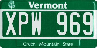 VT license plate XPW969