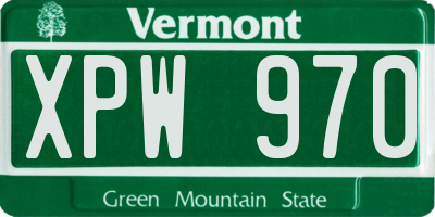 VT license plate XPW970