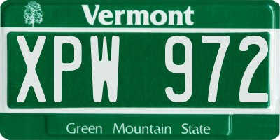 VT license plate XPW972