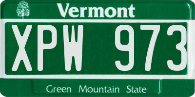 VT license plate XPW973
