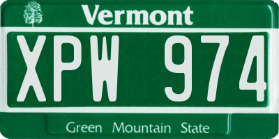 VT license plate XPW974