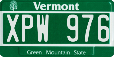 VT license plate XPW976