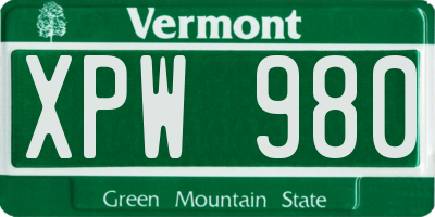 VT license plate XPW980