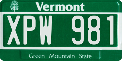 VT license plate XPW981