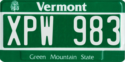 VT license plate XPW983
