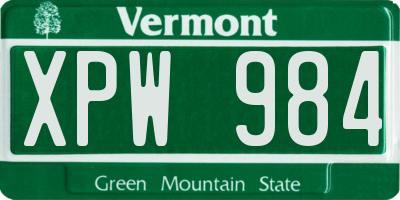 VT license plate XPW984