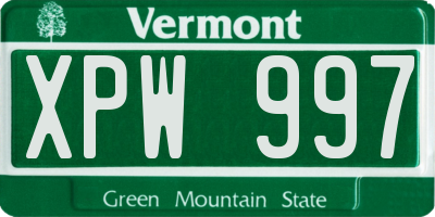 VT license plate XPW997