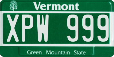 VT license plate XPW999