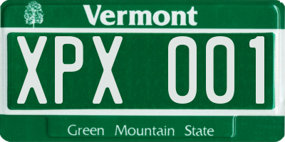 VT license plate XPX001