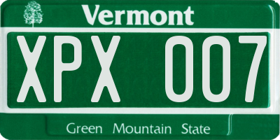 VT license plate XPX007