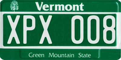 VT license plate XPX008