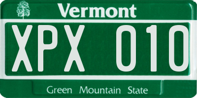 VT license plate XPX010