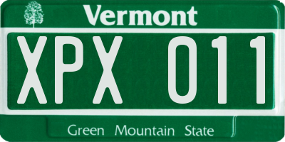 VT license plate XPX011