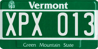 VT license plate XPX013