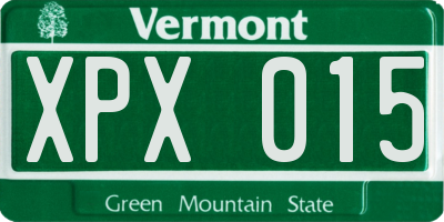 VT license plate XPX015
