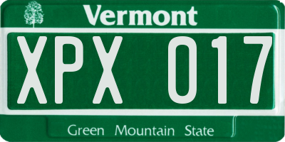 VT license plate XPX017