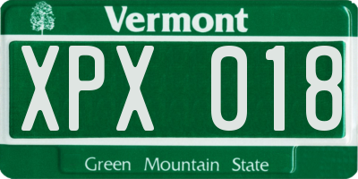 VT license plate XPX018
