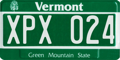 VT license plate XPX024