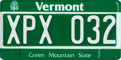 VT license plate XPX032