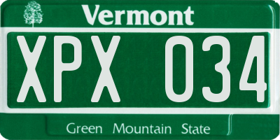VT license plate XPX034