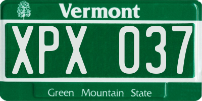 VT license plate XPX037