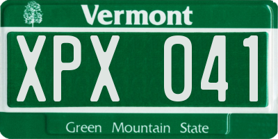 VT license plate XPX041